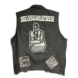 Kill City Custom Punk Rock Biker Denim Vest Women's Large